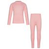 Set di biancheria intima termica per bambini Due pezzi Colore Unico Strato di Base Maglietta a Maniche Lunghe Leggings con Vita Elastica