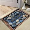 1pc of Spring and Summer Flannel Retro Old Wood Grain Border, Pebble Patterned Welcome Mat, Luxurious Soft Mat Decoration, Suita