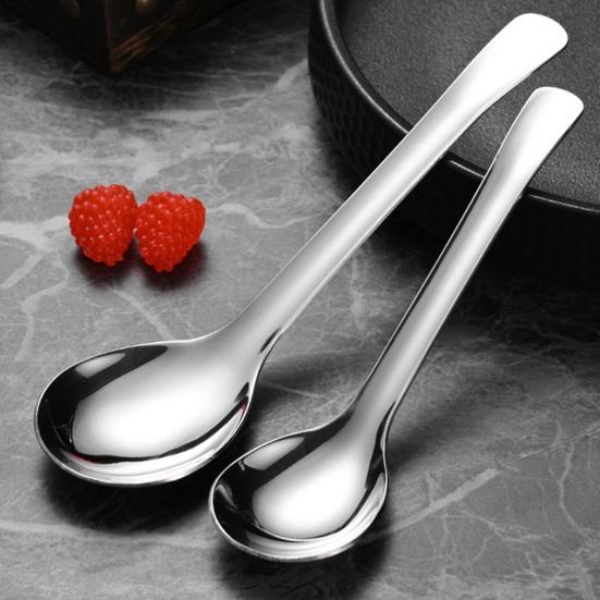 316 Stainless Steel Round Spoon with Deep Head Soup Ice Cream Spoon for Home Dishwasher Safe Rust-Proof Non-Slip Polished Camping Kitchenware