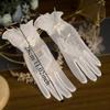 1 Pair Etiquette Marie Cat Cos White Satin Gloves Wedding Mesh Elegant Bow Knot Gloves Thin Sweet Lace Gloves Women Ladies/Girls