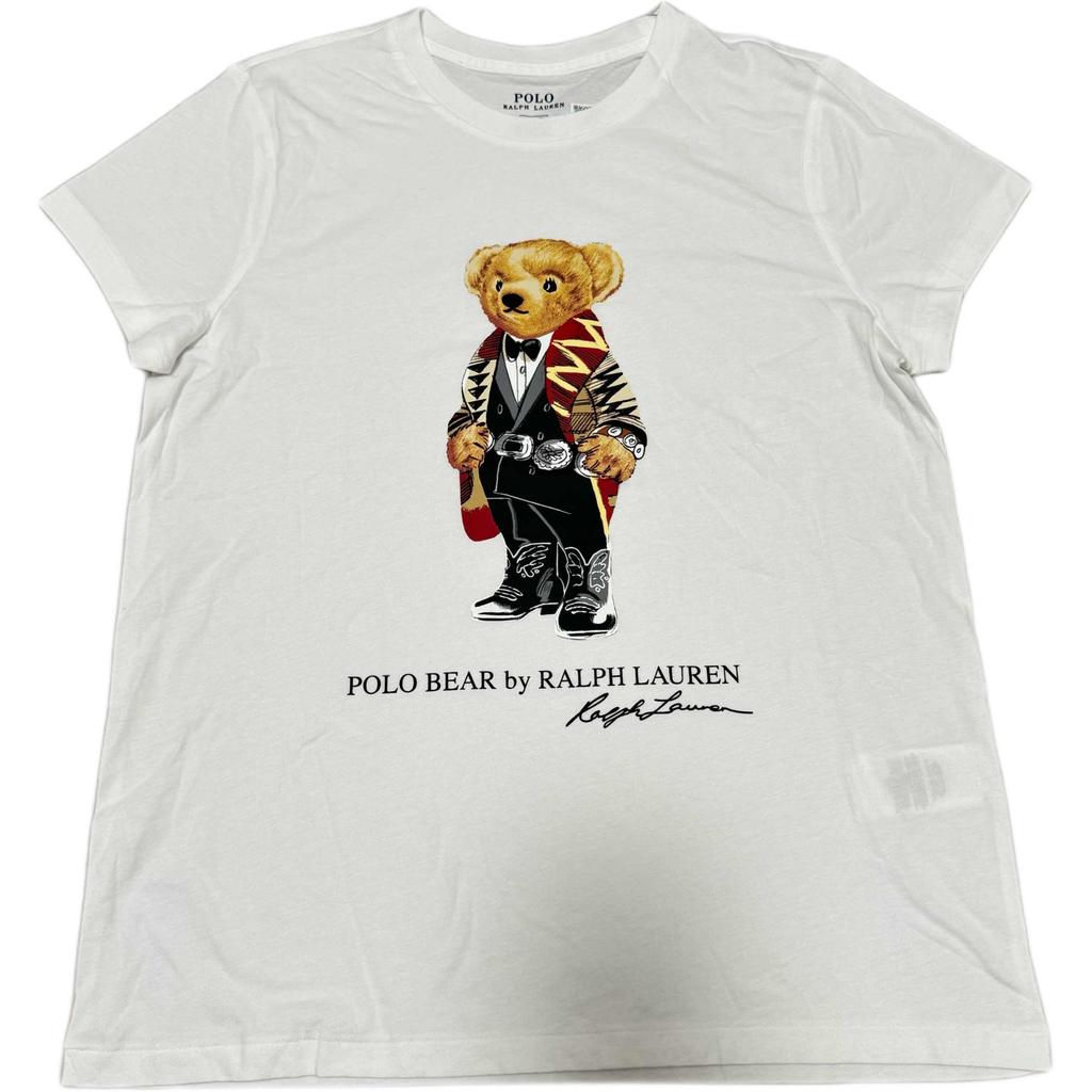 Polo Ralph Lauren Camiseta de Algodão Manga Curta Urso Polo Feminino tops 211888332-001