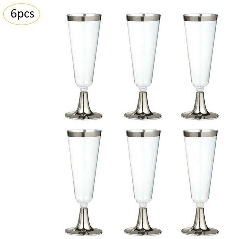 6Pcs/Set 150ml Disposable Red Wine Glass Plastic Champagne Flutes Glasses Cocktail Goblet Wedding Party Supplies Bar Drink Cup