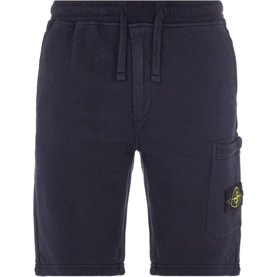 Stone Island Uni Kleur Logo Patch Trekkoord Casual Korte Broek Heren shorts Blauw 791562520-V0020 M