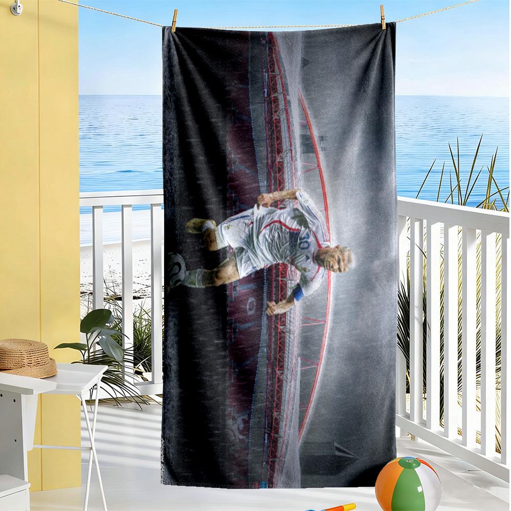 Soccer Player Action Beach Towel Quick-Dry Soft Microfiber Comfortable Lightweight