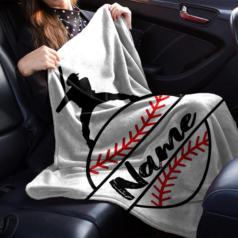 Custom Name Baseball Theme Printed Blanket - Perfect for Couch, Bed, Travel & Outdoor Use | Machine Washable, Cozy & Durable.