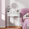 Makeup Vanity Desk with LED Lighted Mirror, Vanity Table with 1 Drawer and 2 Opening Shelves, Bedroom Dressing Table, 3 Modes Brightness Adjustable