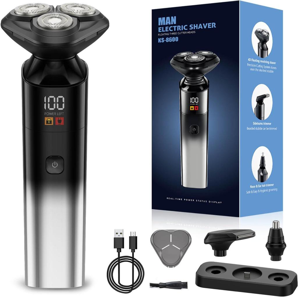 New Men's 3D Floating Rechargeable Wet & Dry Shaver - Full Body Washable, Convenient Electric Shaver