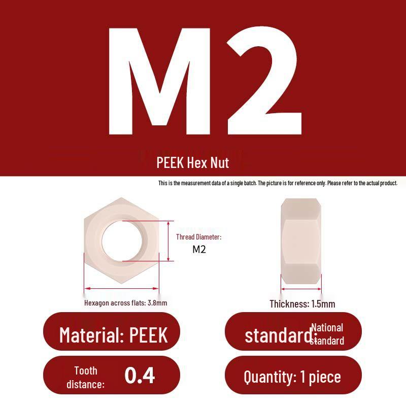 High-Strength PEEK Plastic Hex Nuts: Locking Caps, Corrosion & High-Temperature Resistant (Sizes M2-M20)