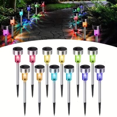 Luces solares para césped de exterior (10/30 piezas), luces de jardín de acero inoxidable, luces solares para accesos, terrazas, céspedes, villas, parques y entradas de vehículos.
