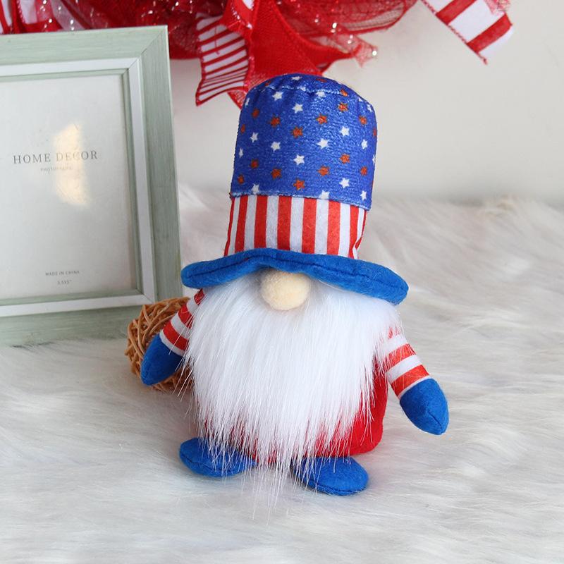 

Independence Day Striped Five-Star Faceless Doll Ornament, Cute Dwarf Old Man Doll Gift C3-10 Blue Hat Red Body (16 * 9 * 18cm)