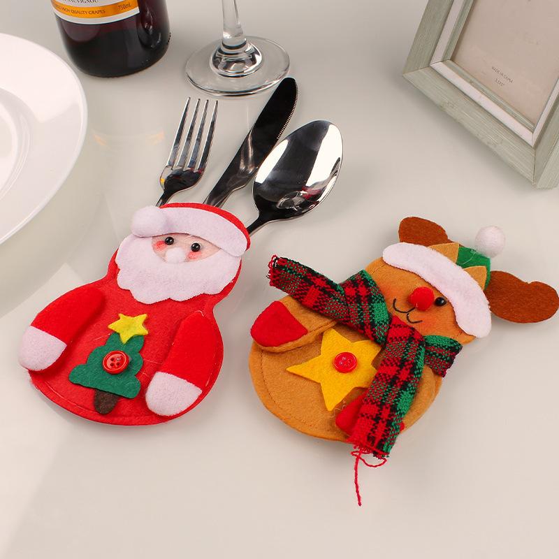 Christmas Decoration Mouth Dining Table Decoration Santa Claus Knife And Fork Set Home Cutlery Set Non-Woven Christmas Snowman Knife