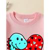 European sizes Girls' Soft Crewneck Sweatshirt with Heart Pattern Dinosaur Cartoon, Casual All-Match for Fall Winter, Ideal Present.