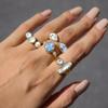 Stainless Steel Geometric Shape CZ Zircon Open Ring for Women 18K Gold Plated Stackable Fashion Finger Jewelry Anti Allergic