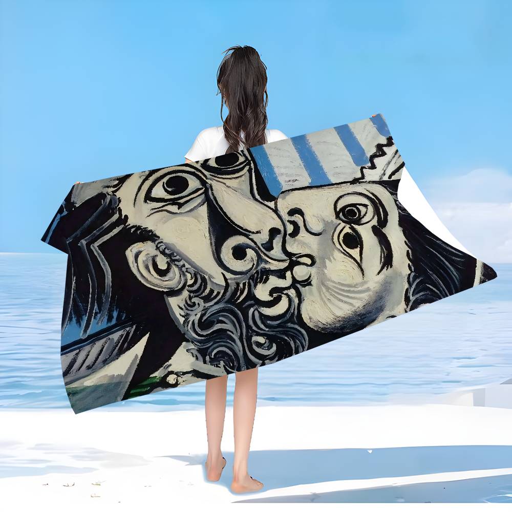 P-Picasso Style Painting Microfiber Printed Beach Towel Mountain Climbing Yoga Beach Swimming Running Absorbent Soft Towel