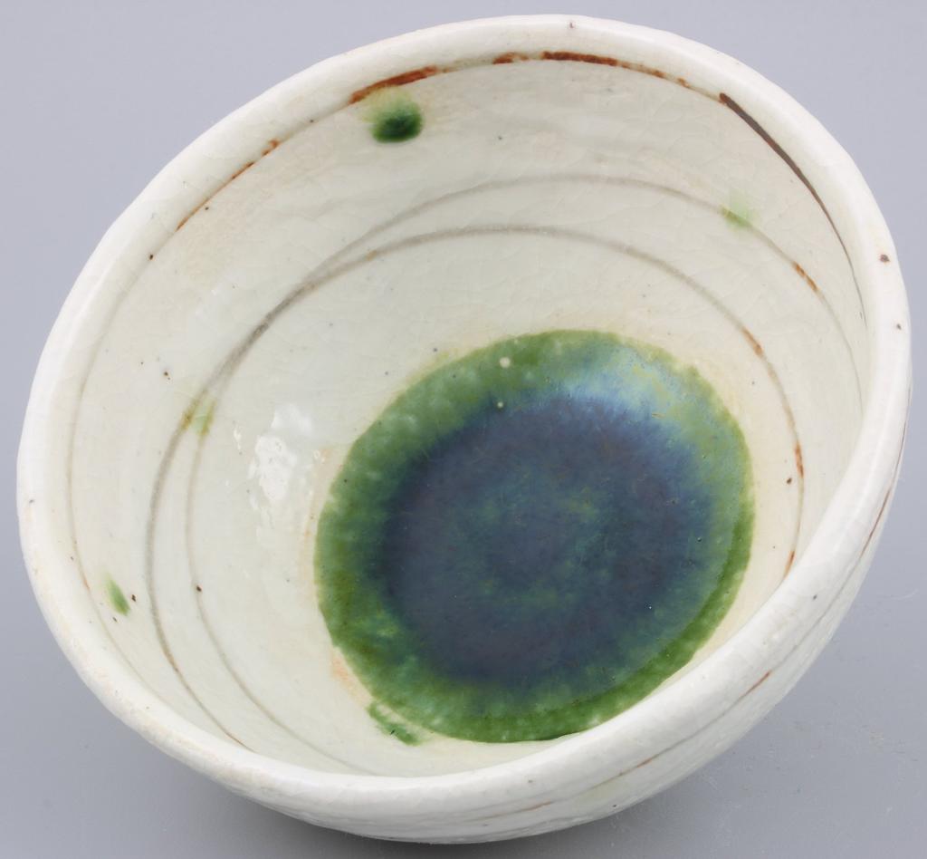 Mino Ware Rice Bowl by Nakagaki Shino Style with Oribe Spiral Bowl/tea Renji, Small, Pattern, 043-0126
