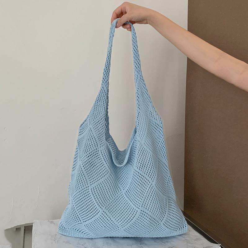 Handwoven Beach Crochet Bag for Women Lightweight Knitted Tote Handbag Summer Shopping Travel Shoulder Purse