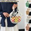 Foldable Leather Folding Tote Bag Fashion Hollow Out Weave Bag Leisure Leather Mesh Tote Bag  Girls