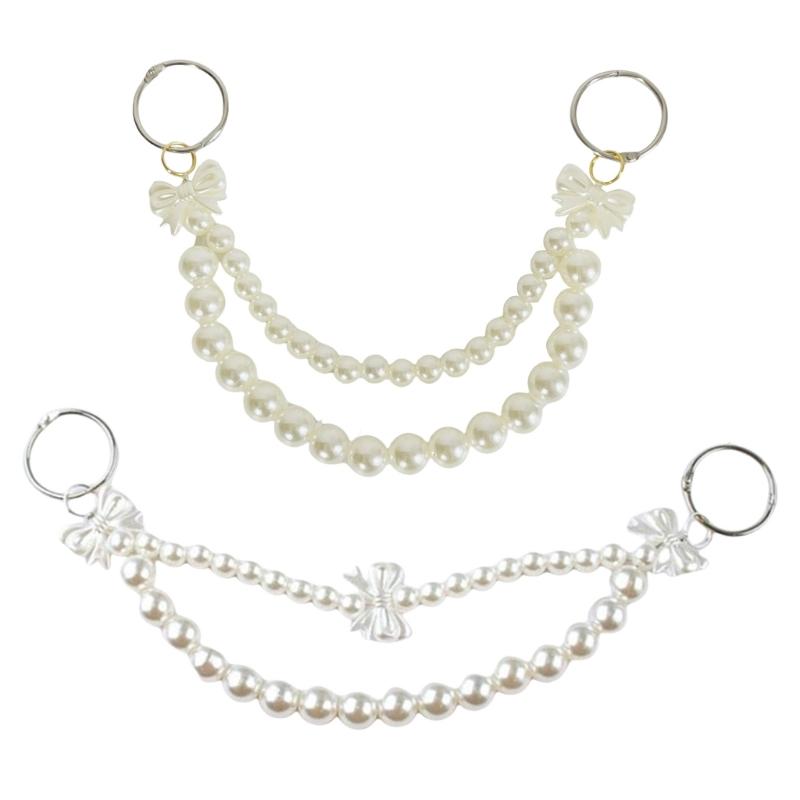 2Pcs Artificial Pearls Chain Bag Decoration Charm Large Imitation Pearls Beads Purse Chain Handbag Chain For Women Bag