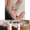Exquisite Adjustable Copper Bowknot Ring With Dazzling Zircon For Women