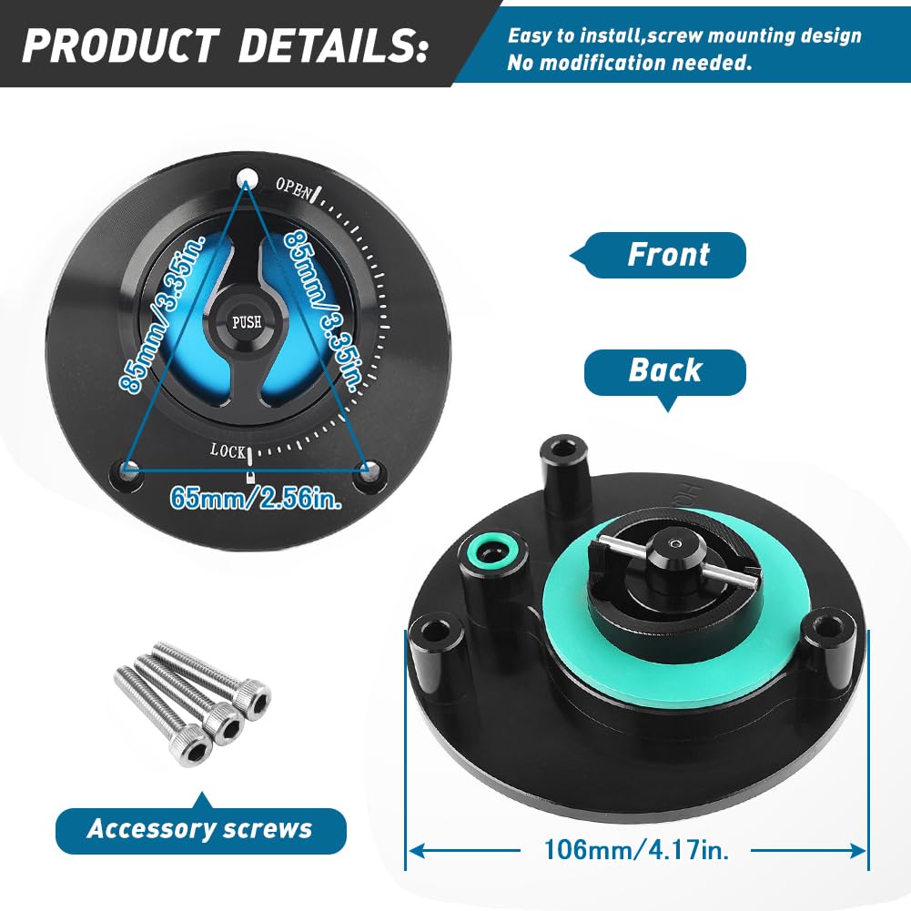 GZYF Motorcycle Keyless Fuel Tank Cap Tank Cover Tank Lock Durable Aluminum Custom Dress
