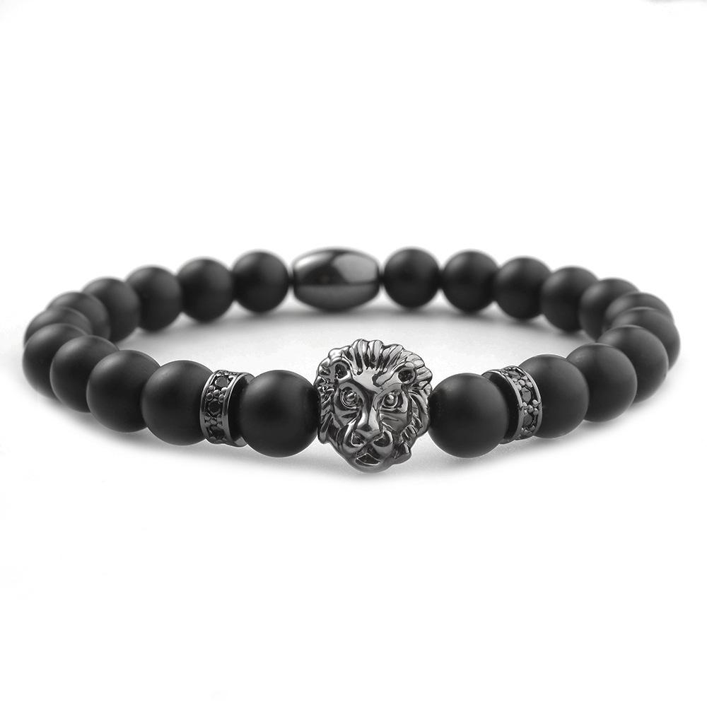 Lion Head Micro-inlaid Frosted Beaded Fashion Bracelet