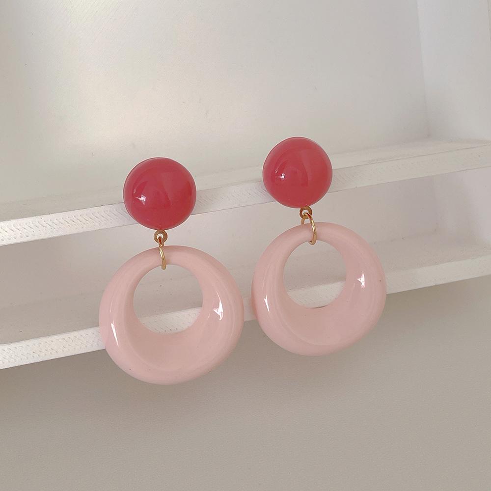 Hong Kong Retro Oval Acrylic Geometric Earrings with S925 Silver Needle