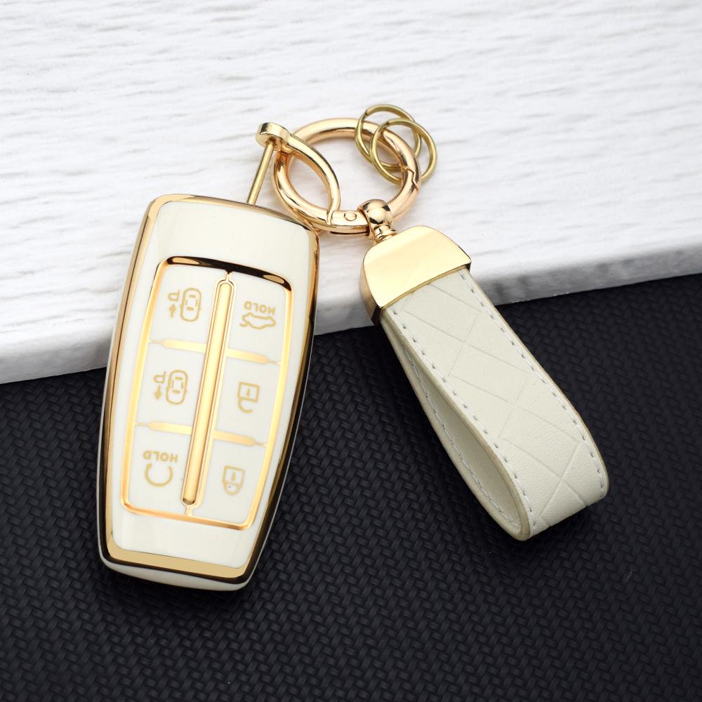 6 Button Tpu Car Key Shell Holder Ring Protector Keychain Accessories For Hyundai Genesis Gv70 Gv80 Gv90 - Auto Key Case