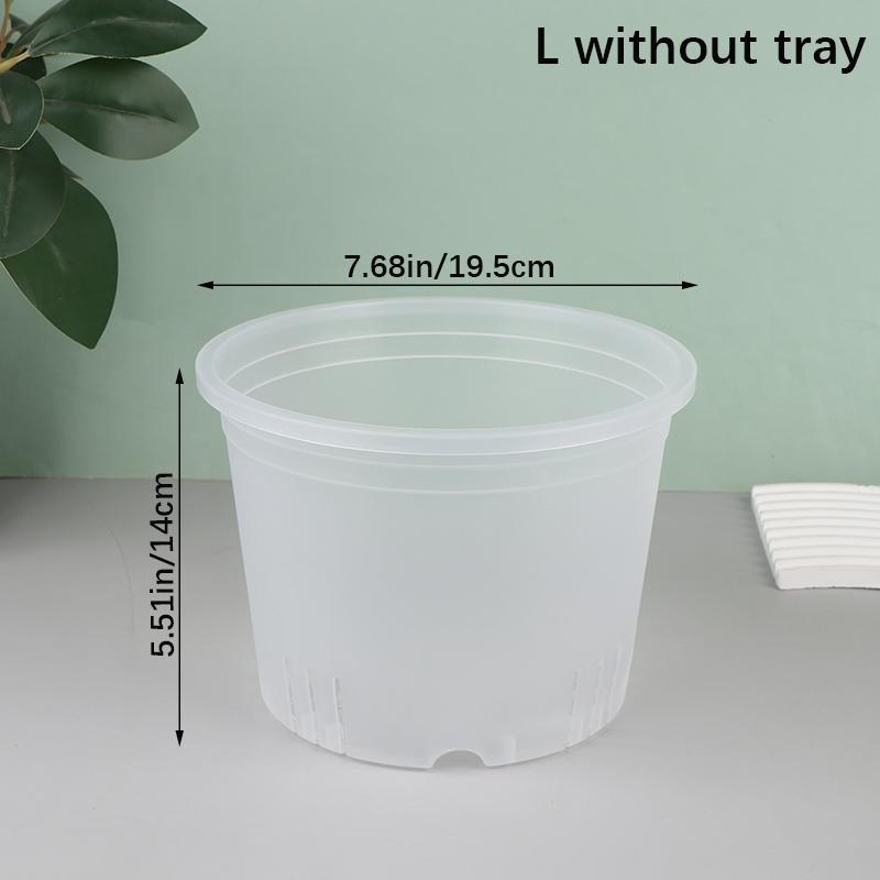 1Pc Transparent Round Orchid Pot With/Without Tray Root Control Plastic Orchid Pots With Holes Breathable Plant Growth Container