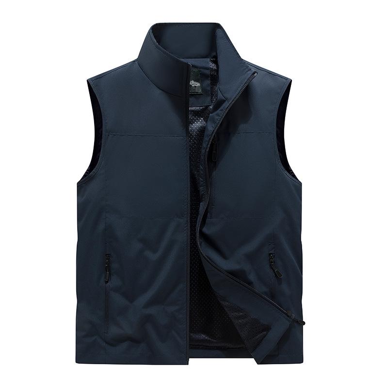 Men's Spring Breathable Outdoor Fishing Vest with Stand Collar and Logo
