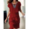 Chiffon shirt dress women's year new European and American women's clothing loose short-sleeved cake skirt