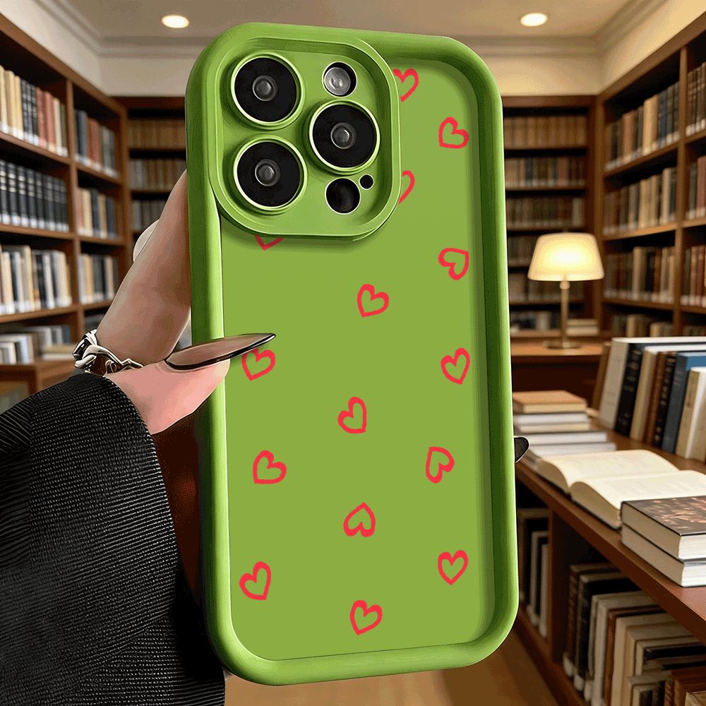 Red Heart Doodle Pattern Phone Case for iPhone 17 16 15 14 13 12 11 Pro Max Plus Anti Scratch, Gel Flexible Protective