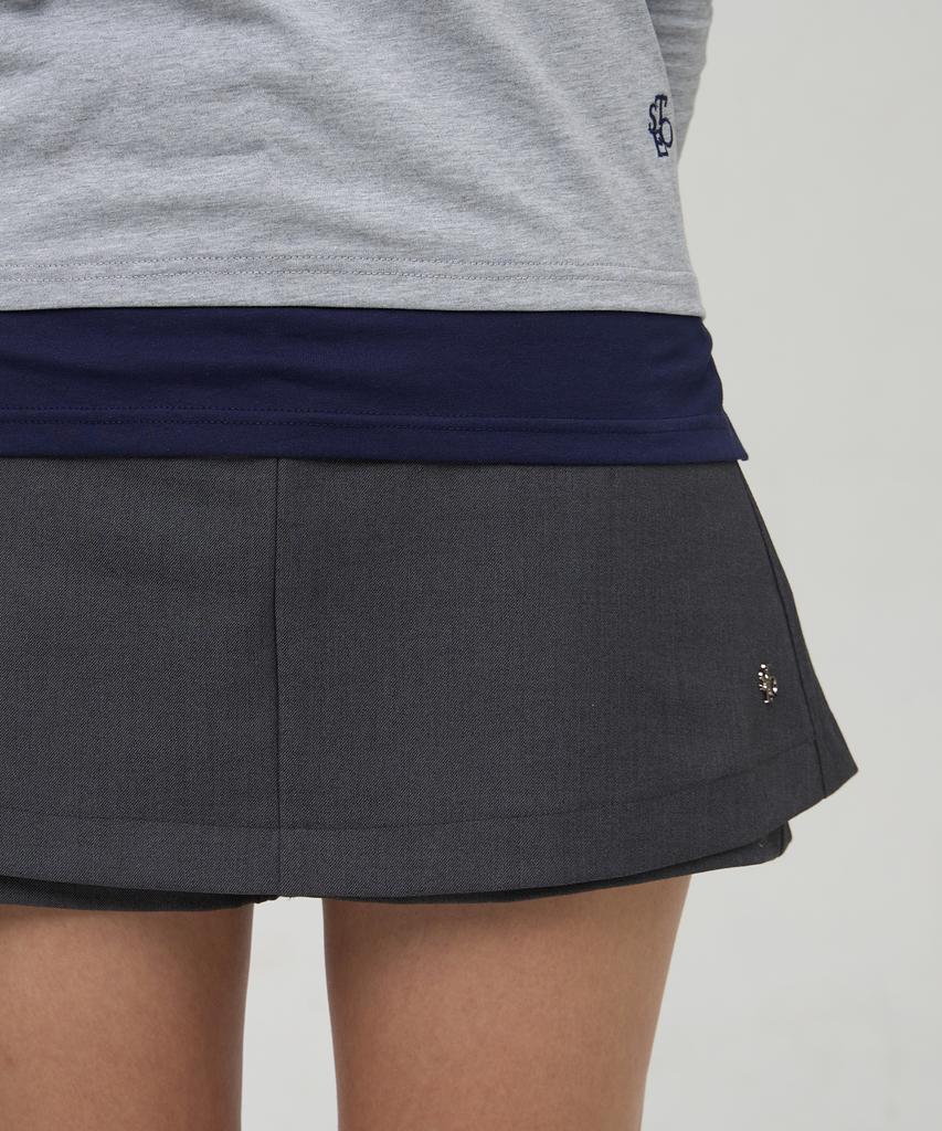 Celtio Layered Mini Skirt Pants Charcoal