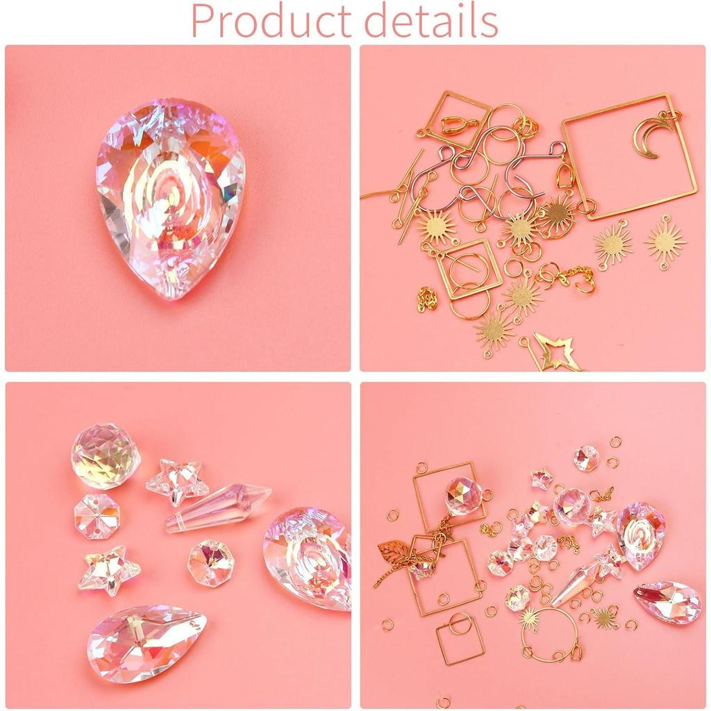 300 Pieces Sun Catcher Crystal Craft , DIY Hanging Light Catcher, Crystal Craft for Living Room,Christmas, Party, Wedding, Outdoor Decoration