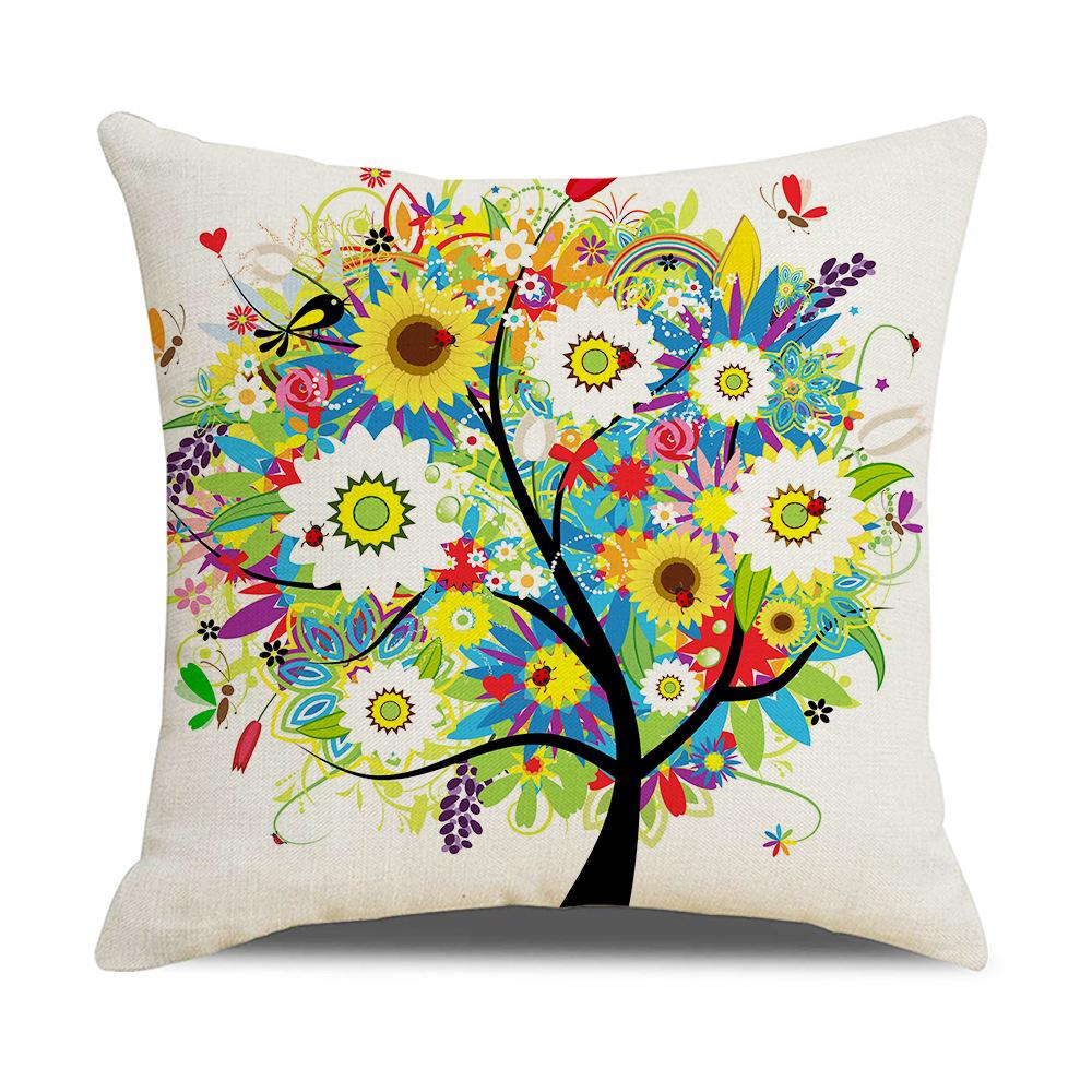 Ins Nordic Style Cartoon Tree Car Sofa Pillow Custom Nap Pillow Lumbar Cushion Cover Home