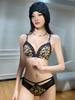 Pink leopard print front buckle underwear women's small breasts gather to prevent sagging, close sub-breasts, sexy pure lace beauty back bra