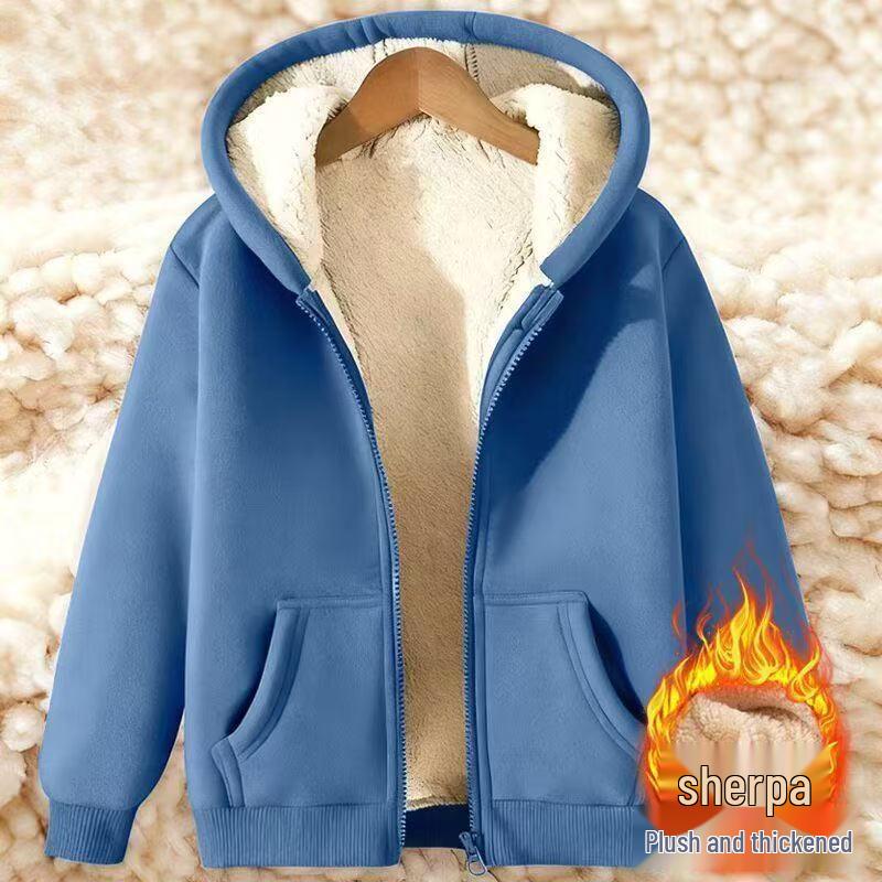 Men's Lambswool Fleece-Lined Hooded Cardigan Sweatshirt - Trendy, Versatile, Winter Style