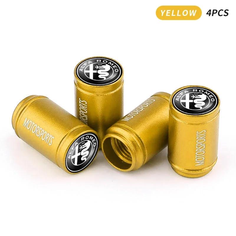 Adesivi per Auto Per Alfa Romeo 4pz Tappi Valvola Pneumatici Ruote Auto Coprivalvole Stelo Cerchioni Pneumatici Airdust Per Alfa Romeo Giulia Stelvio Junior Ton