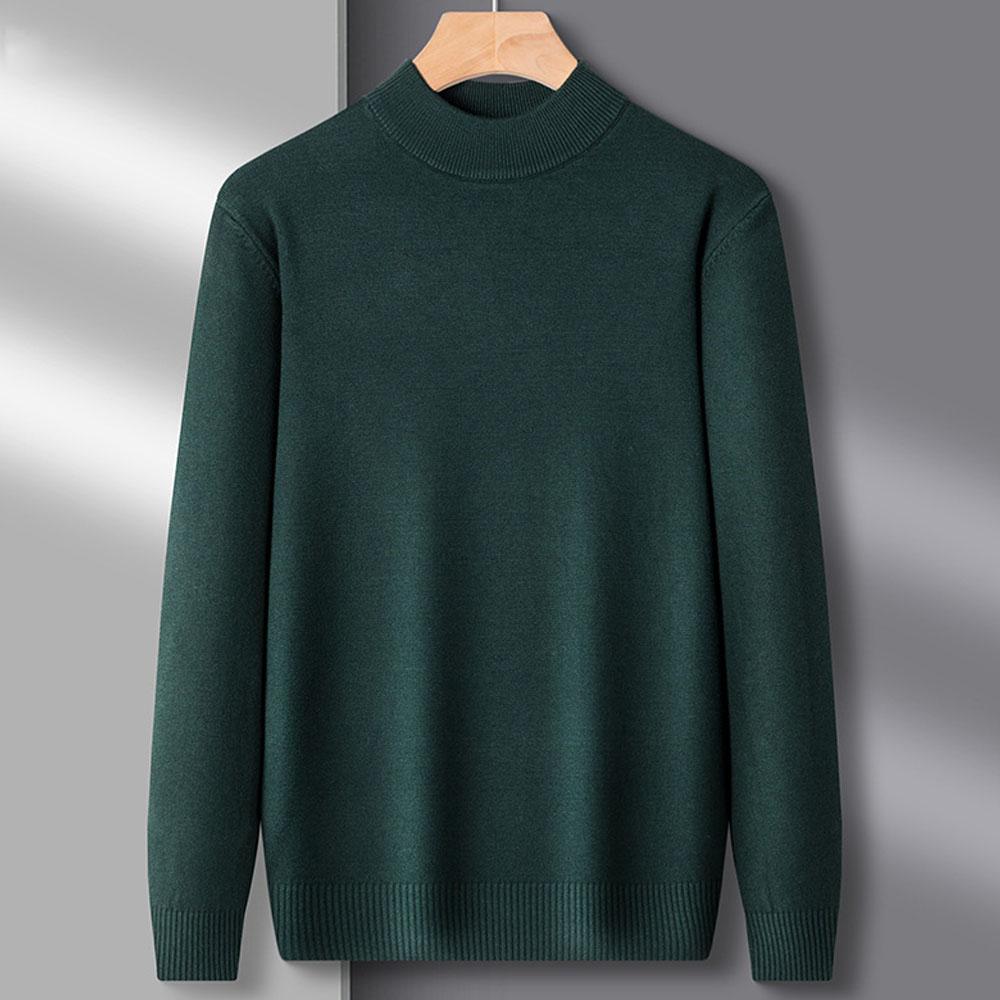 Men's Oversized High Quality Half High Collar Long Sleeve Knit Sweat Knitwear Tops Winter Clothes Unershirt For Men
