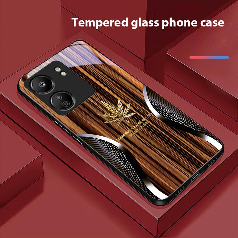 Holzmaserung Schlange Für Xiaomi Redmi 13C Note13 12 Pro Plus 5G Note 9 13T Pro POCO X6 F5 F6 Schwarz Gehärtetes Glas Handyhülle