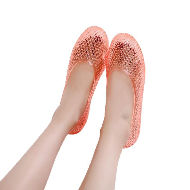 Korean Low-Cut Mesh Slip-On Transparent Women's Sandals