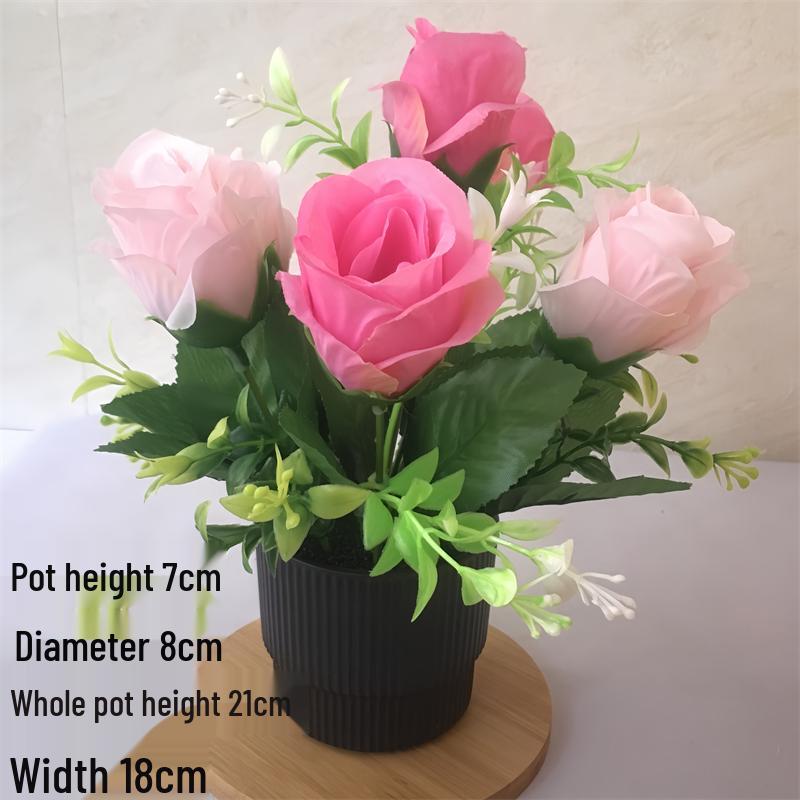 Small Silk Carnation Decorative Flower In Pot for Living Room, Coffee Table, or Dining Table Arrangement