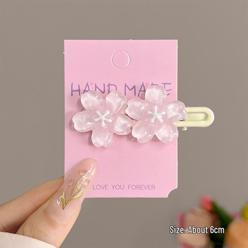 

Cherry Blossom Hair Clip for Women: Versatile Side Bangs Hairpin & Duckbill Clip Headwear
