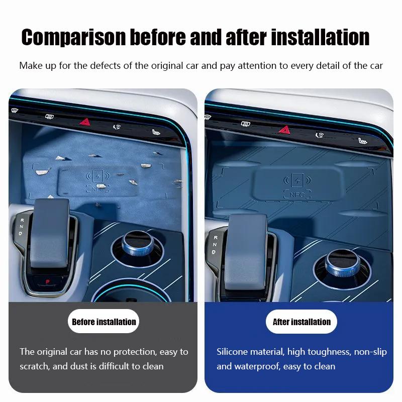 Car Interior Central Control Wireless Charging Pad For Zeekr 001 2024 2025 Anti-slip Silicone Cover Mat Sticker Auto Accessories