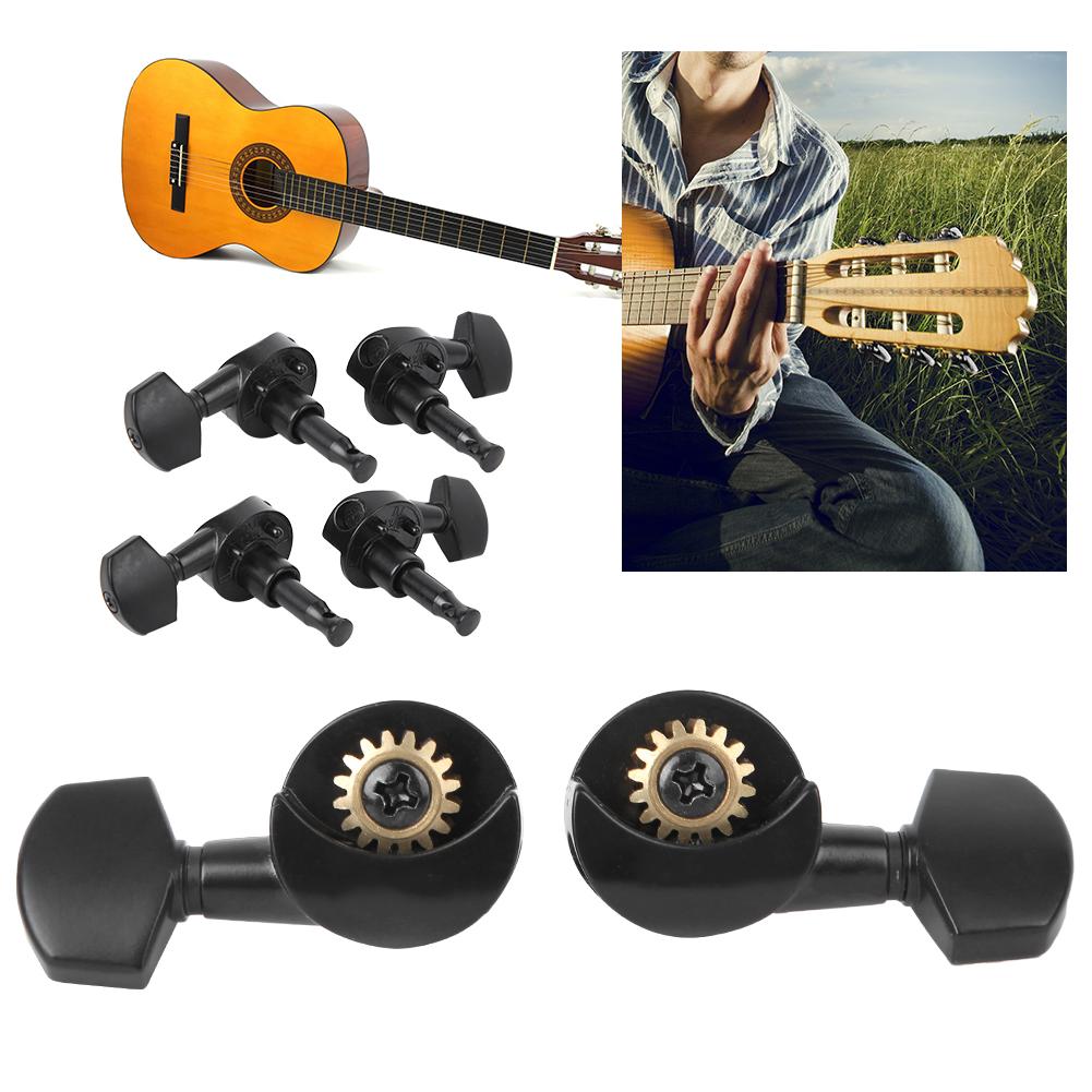 6Pcs Guitar Tuning Knob Locking Tuners Pegs Black Musical Instrument Accessories(3r3L)
