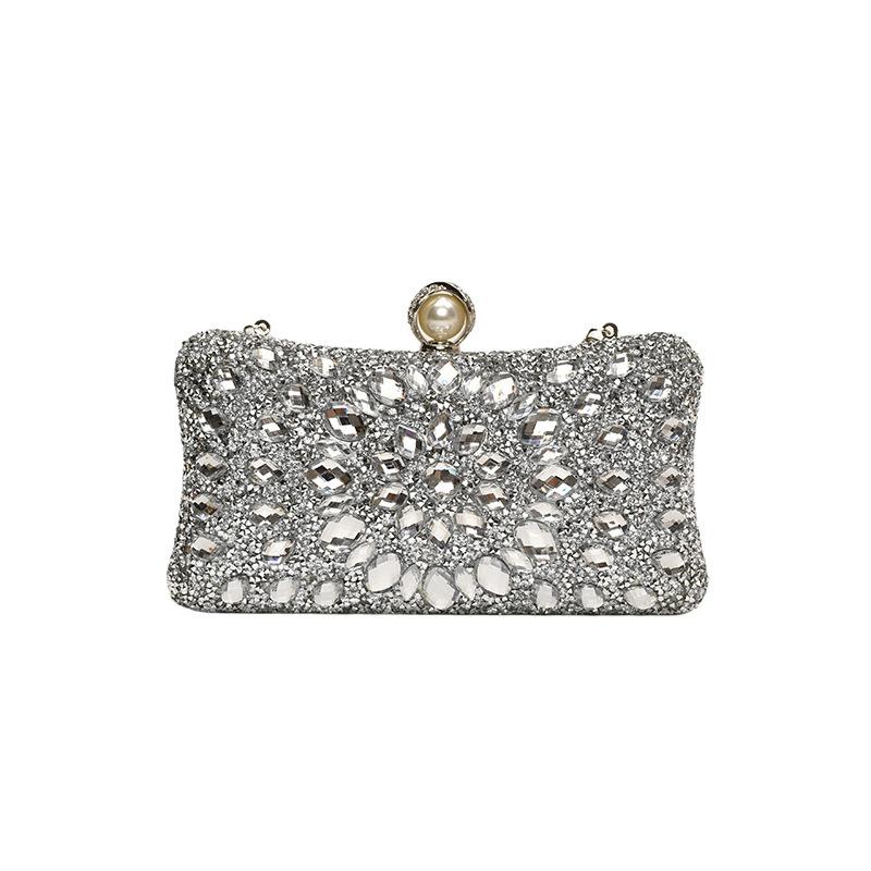 Women Bags Women's Bags 2025 New European and American Fashion Colored Diamonds Dinner Bag Crossbody Chain Box Bag Tide