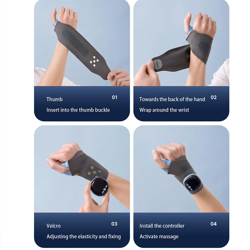EMS Wrist Guard Wrist Support Strap Smart Heating Wrist Protector Bandage 5 Modes 9 Levels Wrist Massage Wrap for Home Office
