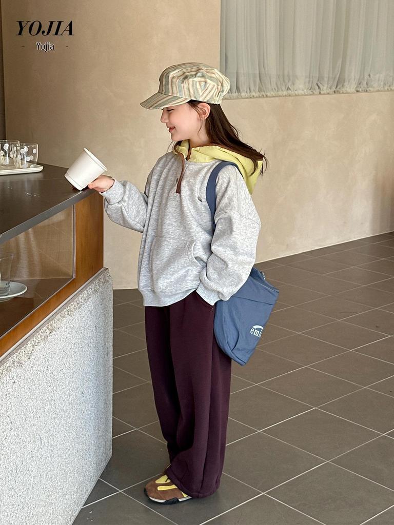YOJIA Mädchen Fleecegefüttertes Kapuzensweatshirt - Winter 2025 Trendiges Verdicktes Oberteil für Große Kinder