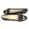 Salvatore Ferragamo Lizard Leather Pumps 6C 23 black(USED)