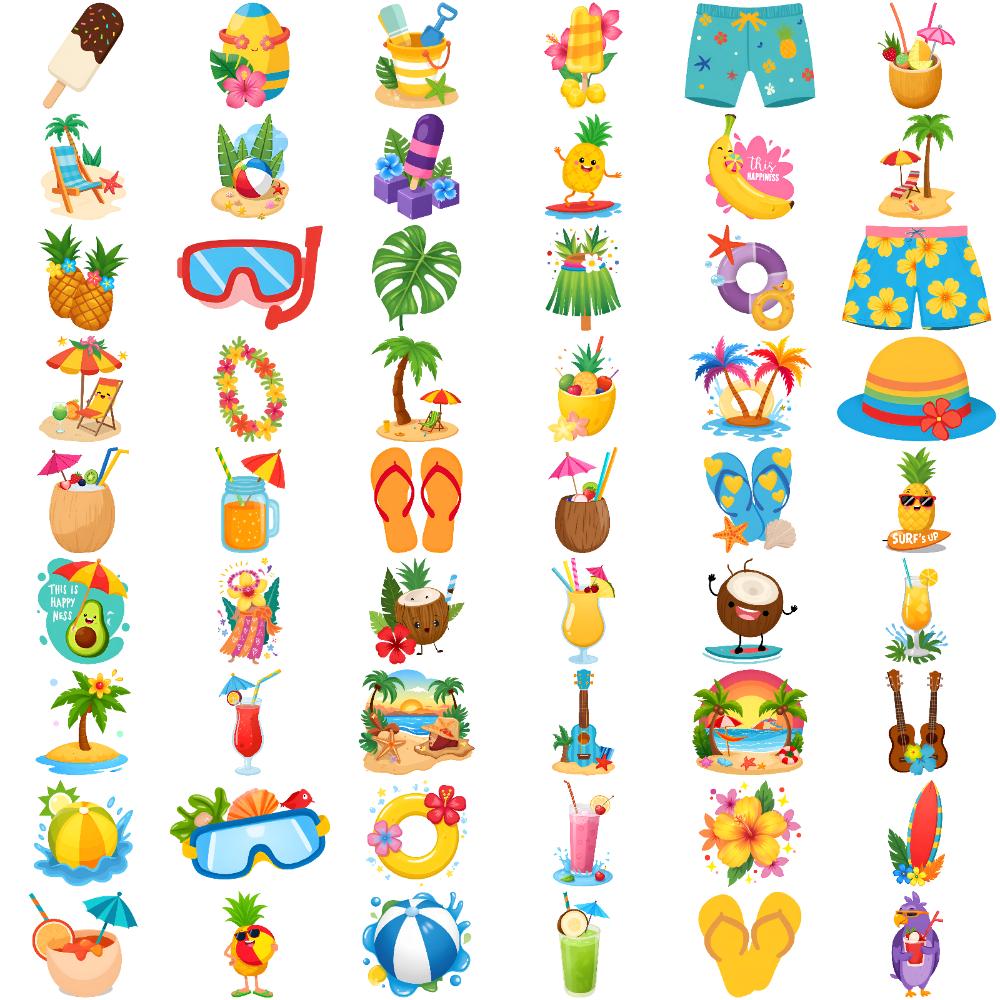 54pcs Temporary Tattoo Temporary Tattoo Stickers Surfboard Guitar Beach Ball For Cheeks Arms Shoulders