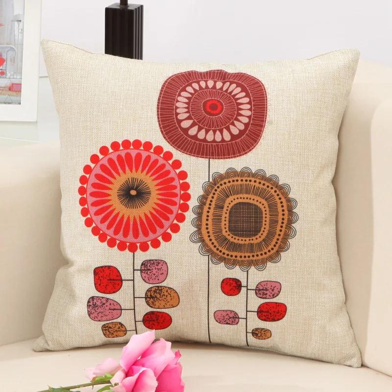 Fashion Cotton Linen Flower Pattern Throw Pillow Cushion Cover Seat Car Home Decor Sofa Bed Decorative Pillowcase 45x45cm